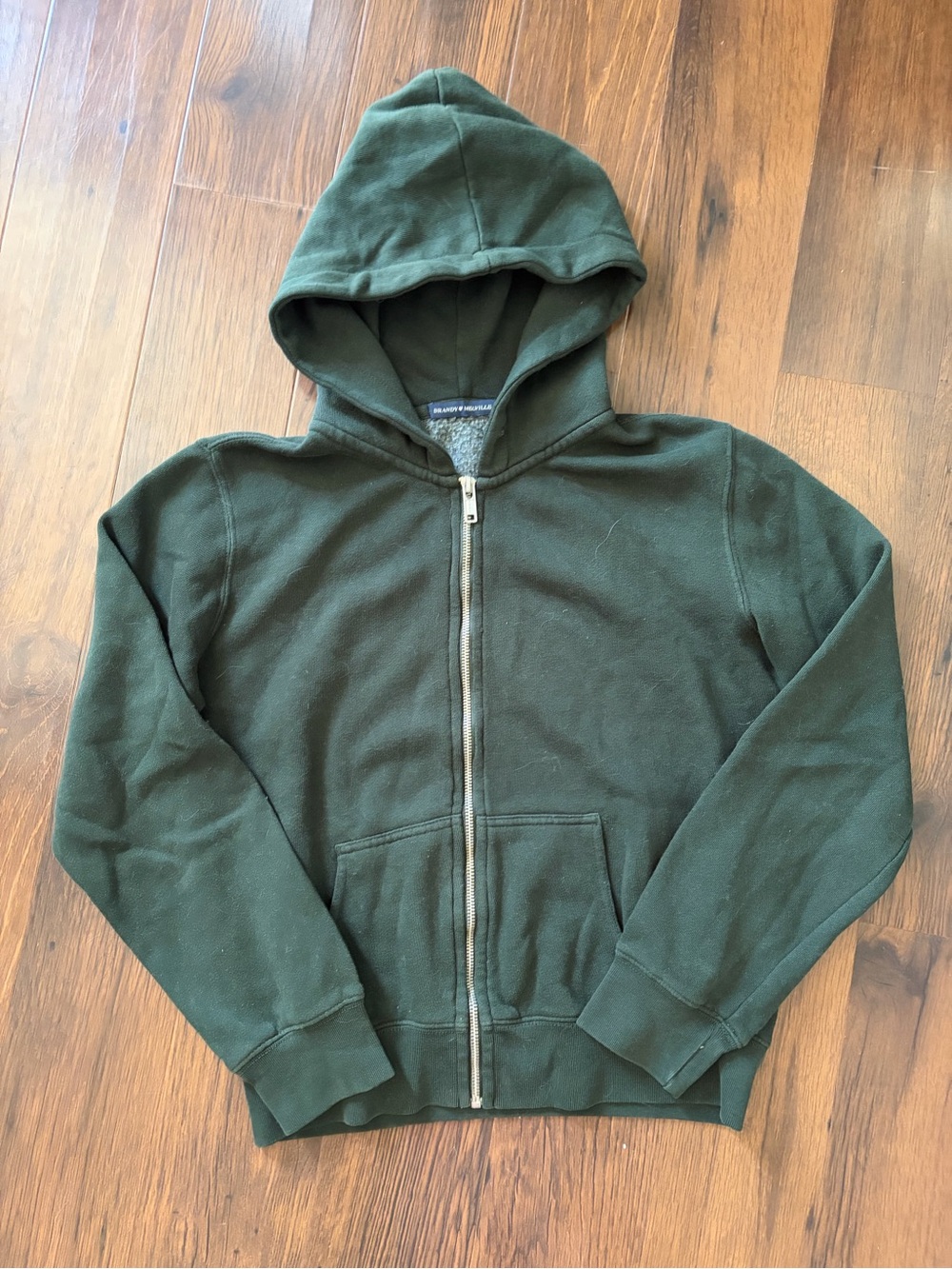 Brandy Melville Dark Green Zip-Up Hoodie